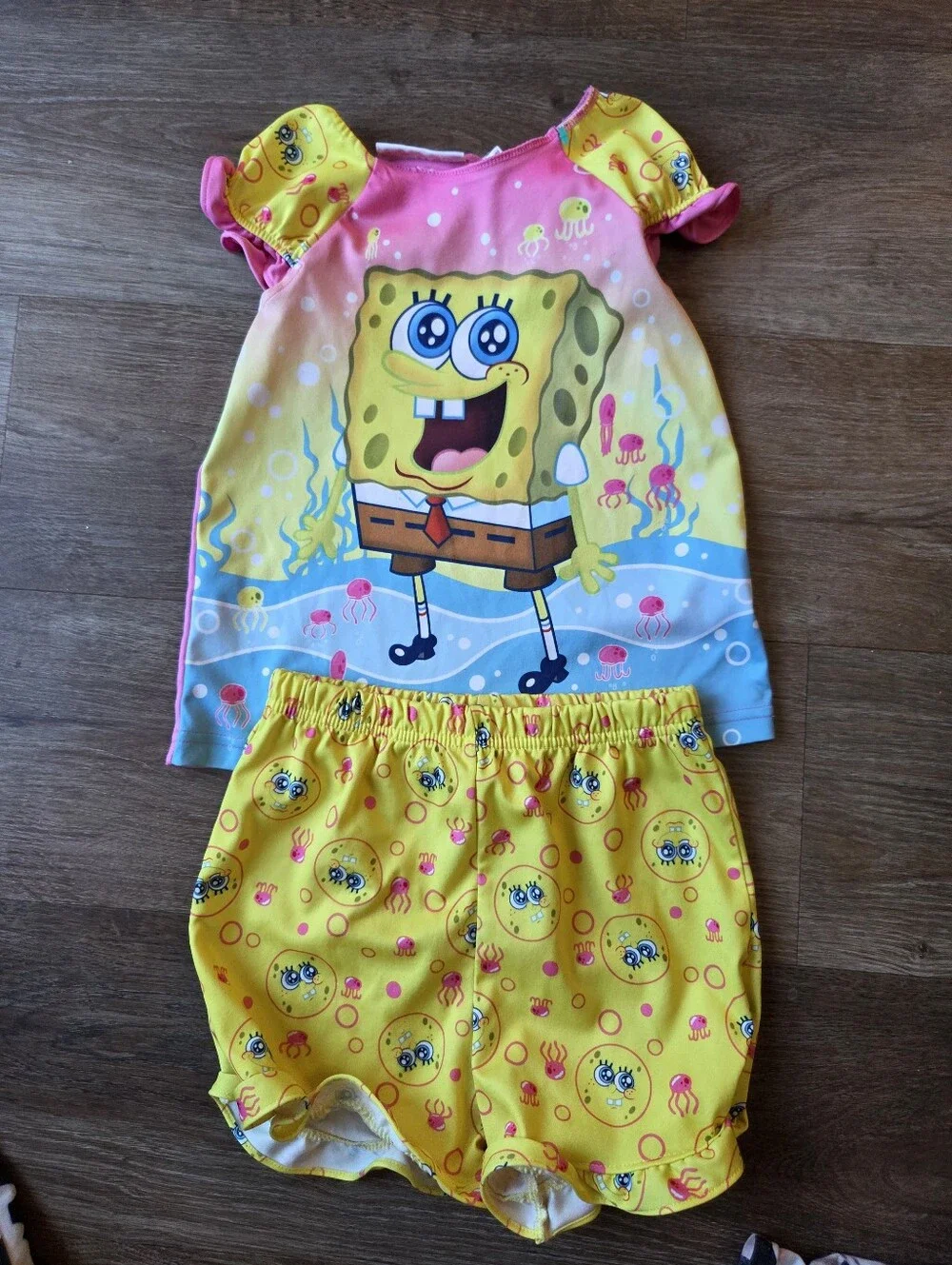 Y2K 2010 Nickelodeon SpongeBob Squarepants Girls Pajama Shorts Set size 5t